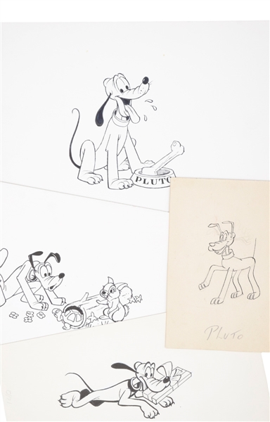 Pluto 1960s-1970s Walt Disney Original Advertising Sketches (4)