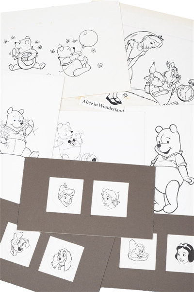 Winnie the Pooh, Peter Pan, Snow White and Other Disney Characters 1960s-1970s Walt Disney Original Advertising Sketches (8)