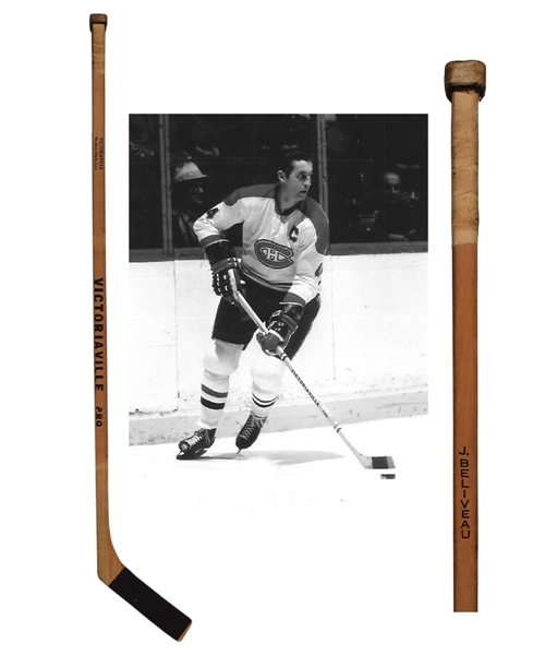 Jean Beliveaus Late-1960s Montreal Canadiens Victoriaville Game-Used Stick