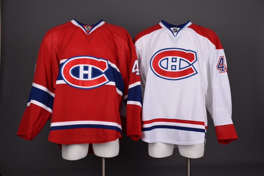 Brendon Nashs 2010-11 Montreal Canadiens Game-Worn Pre-Season Home and Game-Worn Regular Season Away Jerseys with Team LOAs