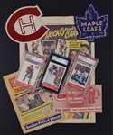 1940s/1950s Quaker Oats Hockey Collection with 1955-56 #50 Jacques Plante Rookie Card, Premium Crests and Booklet and More!