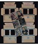 1951 Berk Ross "Hit Parade of Champions" Two-Card Panels (3) Including 4-Card Hockey Set with Durnan RC Plus Wrapper Boxes (4)