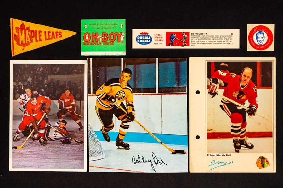 1937 Red Ball Gum Maple Leafs Pennant, 1966-67 & 1967-68 General Mills Pictures Including Orr, 1963-65 Toronto Star Items and Various Other Premiums