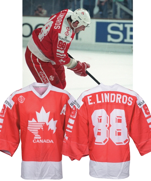 Eric Lindros 1993 World Championships Team Canada Game-Worn Alternate Captains Jersey - Photo-Matched!