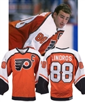 Eric Lindros 1995-96 Philadelphia Flyers Game-Worn Captains Jersey with His Signed LOA - Team Repairs! - 47-Goal Season! - Photo-Matched!