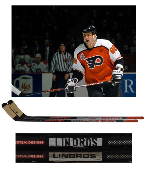 Eric Lindros 1992-93 Philadelphia Flyers Game-Used Rookie Season Titan Sticks (2) with His Signed LOA