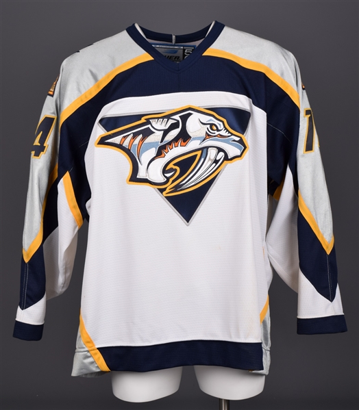 Craig Darbys 1998-99 Nashville Predators Inaugural Season Game-Worn Pre-Season Jersey