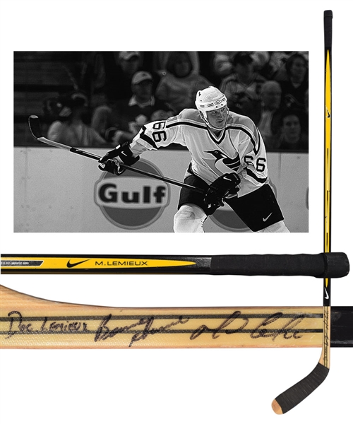 Mario Lemieuxs Early-2000s Pittsburgh Penguins Signed Nike Quest 3 Signed Game-Used Stick