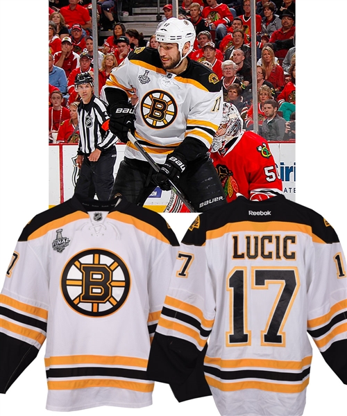 Milan Lucics 2012-13 Boston Bruins Game-Worn Stanley Cup Finals Jersey with Team LOA