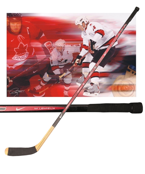 Mario Lemieuxs 2002 Salt Lake City Olympics Team Canada Nike Quest 3 Game-Used Stick with COA