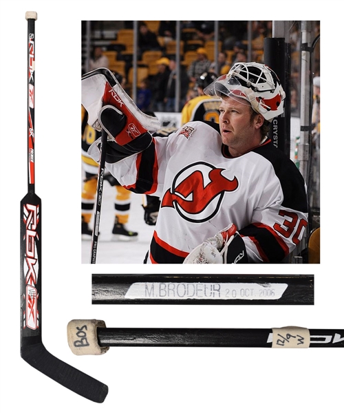 Martin Brodeurs 2006-07 New Jersey Devils Signed Reebok 6K Game-Used Stick with COA - Vezina Trophy Season