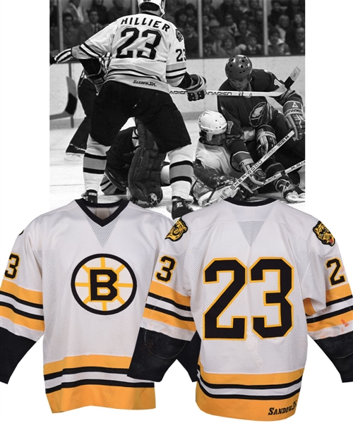 Randy Hilliers 1982-83 Boston Bruins Game-Worn Jersey - Team Repairs! - Photo-Matched!