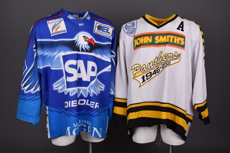 Graham Gardens 2000-01 Nottingham Panthers and Brad Bergens 2001-02 Mannheim Eagles Game-Worn Jerseys