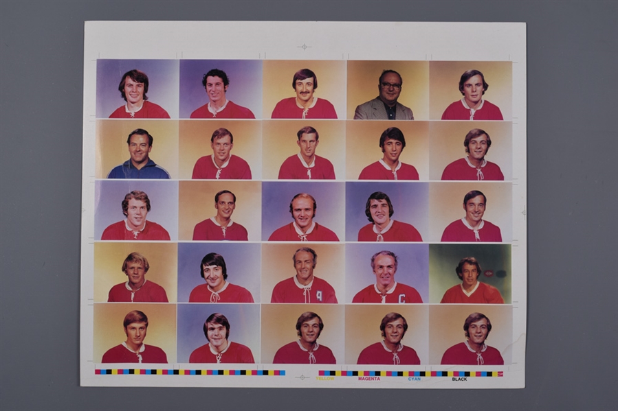 Montreal Canadiens Early-1970s Hockey Card/Picture Uncut Proof Sheet