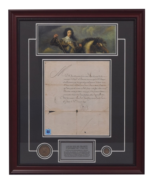 King Louis XIII (France) Signed 1634 Document Framed Display with JSA LOA