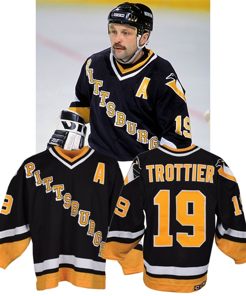 Brian Trottiers 1993-94 Pittsburgh Penguins Game-Worn Alternate Captains Jersey - Photo-Matched!