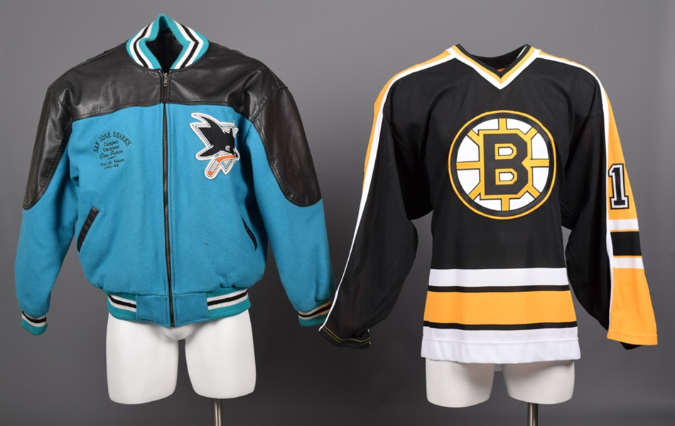 San Jose Sharks 1991-92 Inaugural Season Jacket Plus Joe Thornton Signed Boston Bruins Jersey