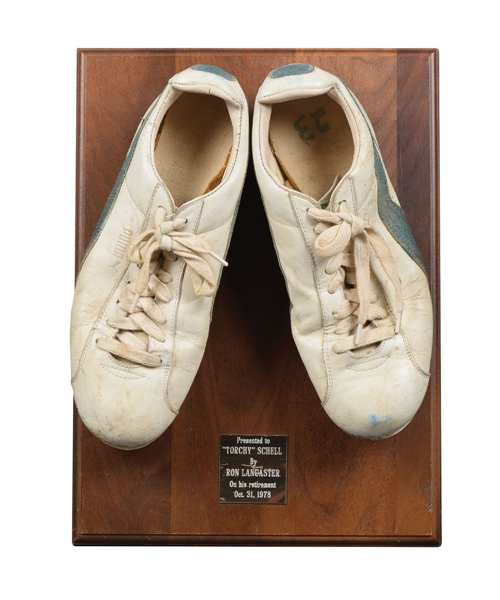 Ron Lancasters 1978 Saskatchewan Roughriders Puma Game-Worn Cleats