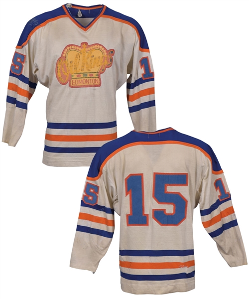 Doug Lecuyers Mid-1970s WCHL Edmonton Oil Kings Game-Worn Jersey - Team Repairs!