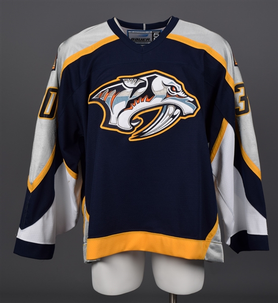 Chris Masons 1998-99 Nashville Predators Game-Worn Inaugural Season Jersey with Team LOA