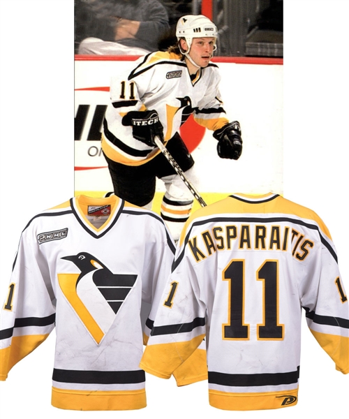 Darius Kasparaitis 1999-2000 Pittsburgh Penguins Game-Worn Jersey with LOA - 2000 Patch! - Nice Game Wear!