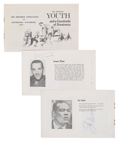 1971 Big Brother Annual Gala Multi-Signed Program with Joe Louis, Jacques Plante, Sam Etcheverry and Others