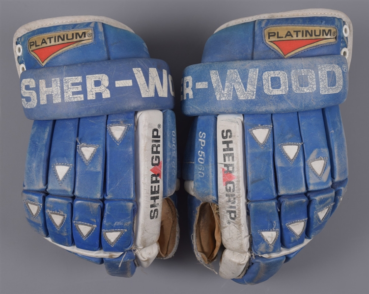 Guy Lafleurs 1990-91 Quebec Nordiques Sher-Wood Game-Used Gloves