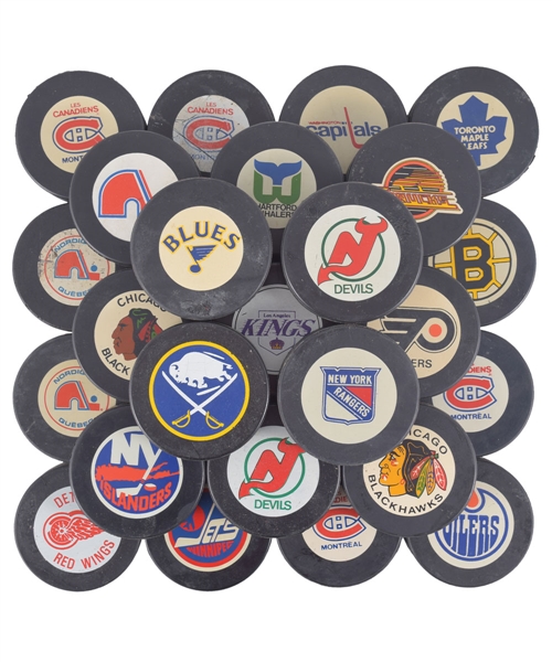 1980s/2000s InGlasCo and Others Game Puck and Souvenir Puck Collection of 140