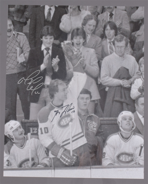 Guy Lafleur and Mario Lemieux Dual-Signed "Lafleur 1000th Point" Photo Plus Guy Lafleur Signed "The Bench" Framed Photo