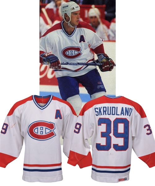 Brian Skrudlands Late-1980s Montreal Canadiens Game-Worn Alternate Captains Jersey - Team Repairs!