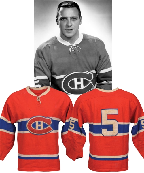 Gilles Tremblays Late-1960s Montreal Canadiens Game-Worn Wool Jersey - Team Repairs! - Photo-Matched!