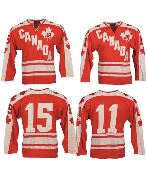 Team Canada Circa 1974 World Junior Championships Game-Worn Jerseys (2) with LOA