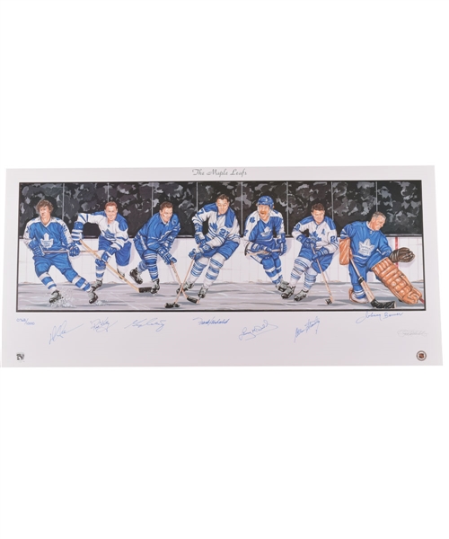 Toronto Maple Leafs Limited-Edition Lithograph Autographed by 7 HOFers with LOA (18" x 39")