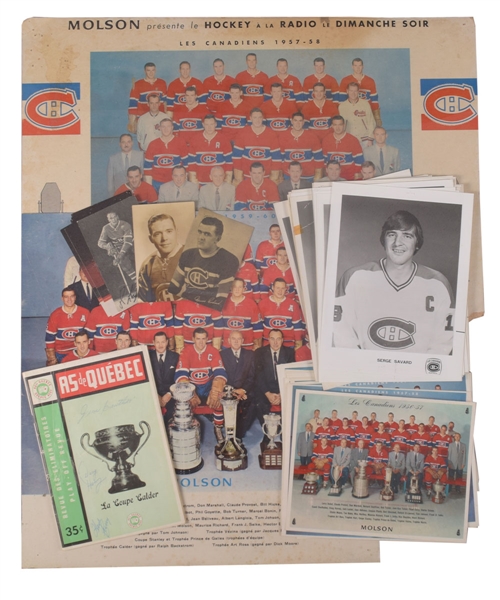 Vintage 1950s/1970s Montreal Canadiens Memorabilia Collection of 100+ Pieces with 1957-58 and 1959-60 Advertising Team Photos, Molson Team Pictures (24), Vintage Photos and More!