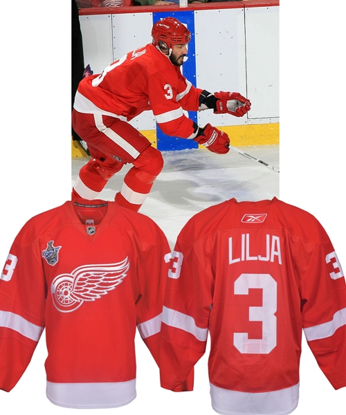 Andreas Liljas 2007-08 Detroit Red Wings Game-Worn Stanley Cup Finals Jersey - Team Repairs!
