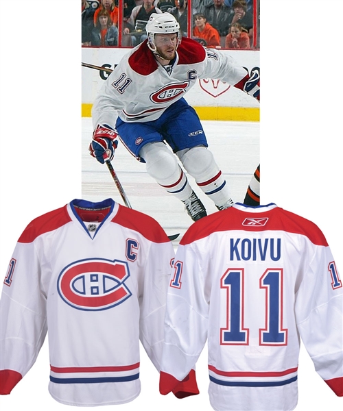 Saku Koivus 2007-08 Montreal Canadiens Game-Worn Captains Playoffs Jersey with Team LOA - Photo-Matched!