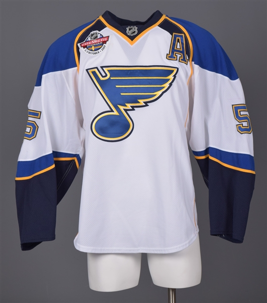 Barret Jackmans 2009-10 St. Louis Blues "NHL Premiere Stockholm" Game-Worn Alternate Captains Jersey with Team COA