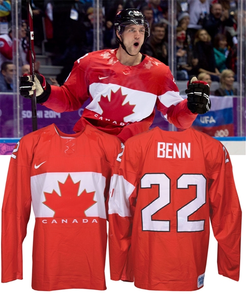 Jamie Benns 2014 Sochi Winter Olympics Team Canada Game-Worn Jersey with NHLPA LOA