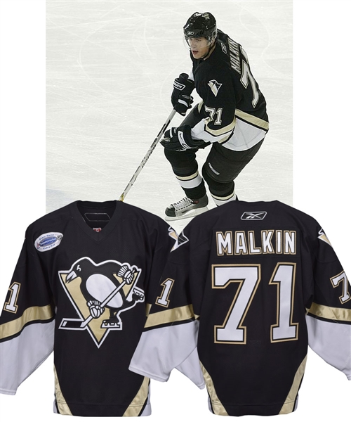 Evgeni Malkins 2006-07 Pittsburgh Penguins Game-Worn Rookie Season Jersey with LOA - Garth Brooks Patch! - Calder Memorial Trophy Season!