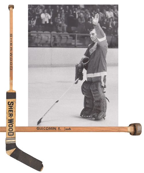 Ed Giacomins 1975-76 Detroit Red Wings Signed Sher-Wood Game-Used Stick