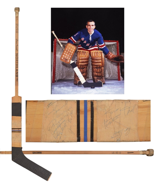 Ed Giacomins 1967-68 New York Rangers Team-Signed Northland Game-Used Stick with PSA/DNA LOA