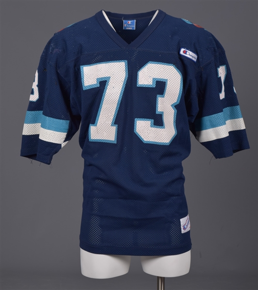 Toronto Argonauts Mid-1980s #73 Game-Worn Jersey - Team Repairs!