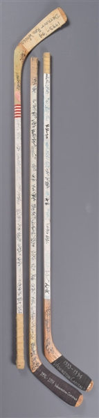 1993-94 and 1996-97 Washington Capitals, 1993-94 San Jose Sharks and 1993-94 Detroit Red Wings Game-Used Team-Signed Sticks