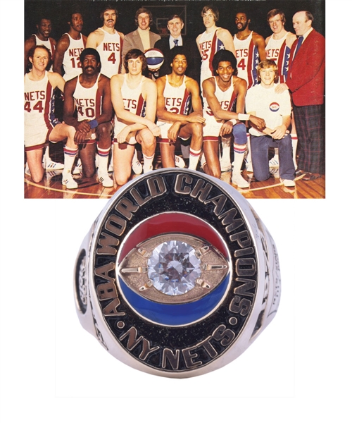 New York Nets 1973-74 American Basketball Association Championship 10K Gold Salesmans Sample Ring