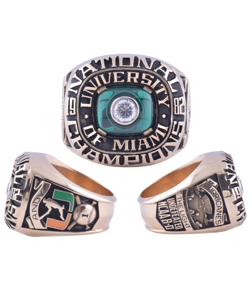 Phil Lanes 1982 University of Miami (Hurricanes) Baseball Team National Championship 10K Gold Ring