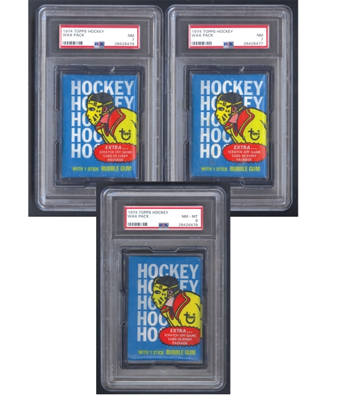 1974-75 Topps Hockey PSA-Graded Unopened Wax Packs (3)