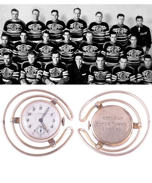 Vintage Chicago Black Hawks 1940-41 Money Clip Watch by Swiss Maker Clinton