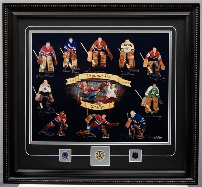 "Original Six" Goalies Multi-Signed Limited-Edition Photo #314/500 with LOA (25 ½” x 27 ½”)