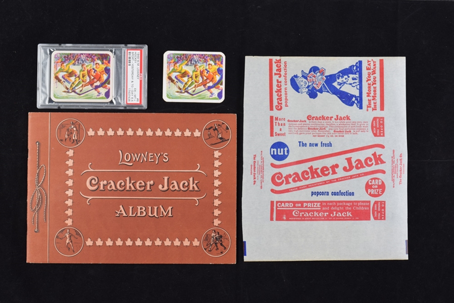 1949-50 Cracker Jack Sport "Yesterday & To-Day" Album, Wrapper and PSA-Graded Hockey Card