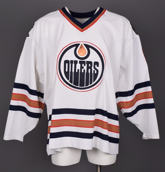 Bobby Dollas 1997-98 Edmonton Oilers Game-Worn Jersey - Team Repairs!